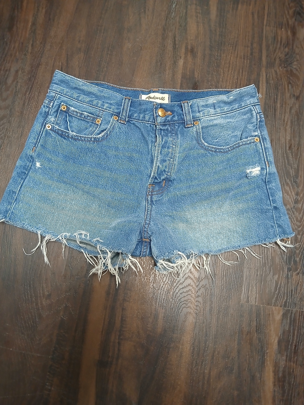 Madewell Blue Frayed Denim Cutoff Shorts